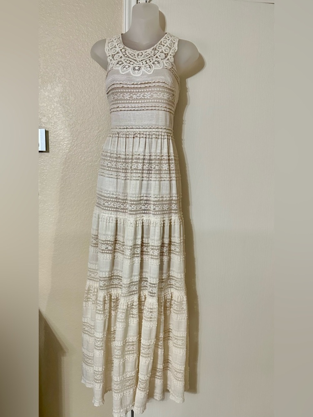 Eliza J Lace Maxi Dress Size 6 with Embroidered Lace